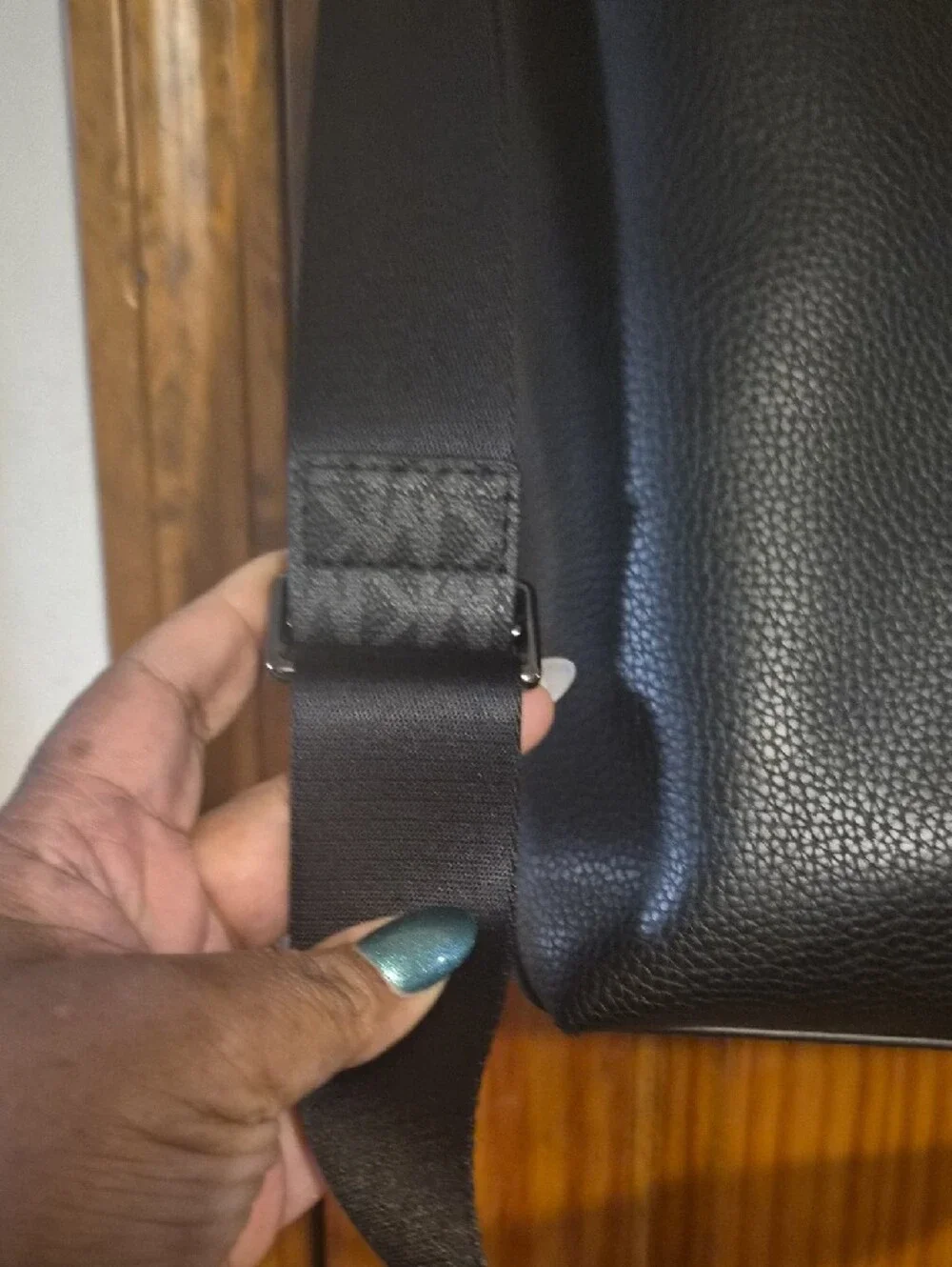 Michael Kors Cooper Mexium Black Pebbled Leather Messenger Bag